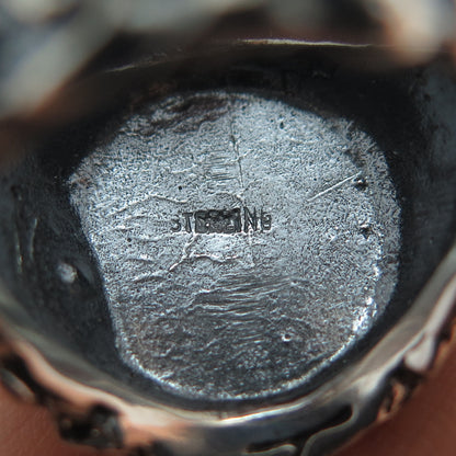 925 Sterling Silver Vintage Virgo Zodiac Sign Oxidized Nugget Ring Size 9.5