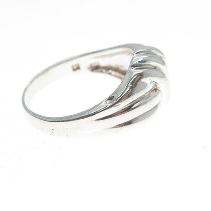 925 Sterling Silver Vintage Modernist Wavy Ring Size 7