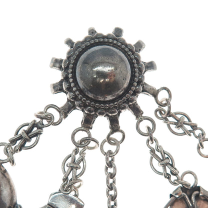 ROBYN'S 925 Sterling Vintage Children Modernist Chatelaine Oxidized Pin Brooch