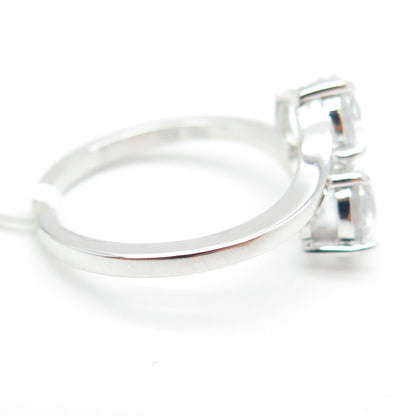 925 Sterling Silver Round-Cut C Z Engagement Bypass Ring Size 6.75