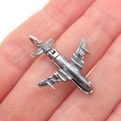 925 Sterling Silver Vintage BOAC Comet IV Airplane Oxidized Locket Charm Pendant