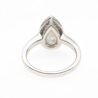 DSMK 925 Sterling Silver Pear & Round-Cut C Z Engagement Ring Size 7