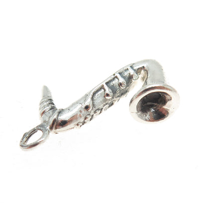 925 Sterling Silver Vintage Saxophone Minimalist Charm Pendant