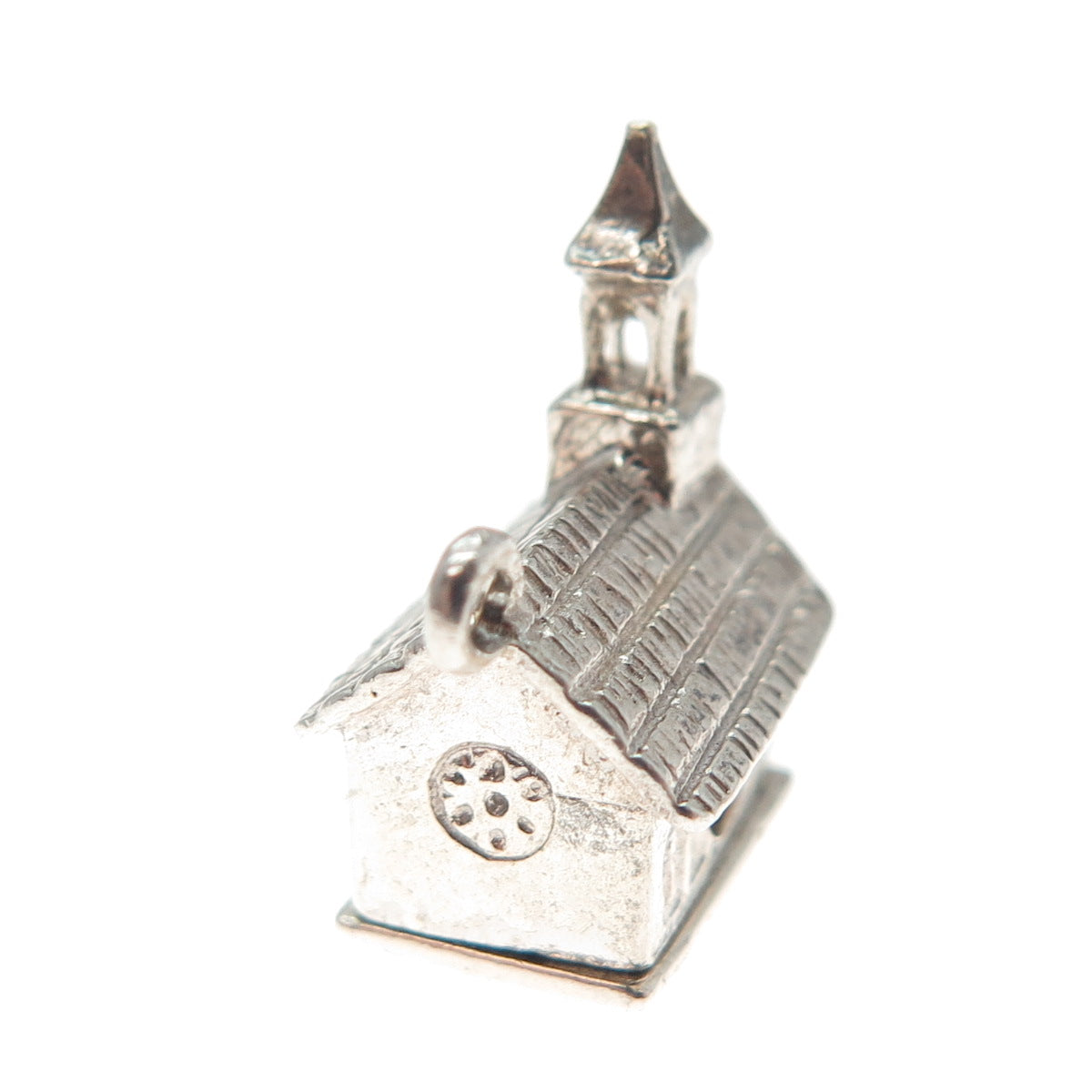 925 Sterling Silver Vintage Old Church Minimalist 3D Charm Pendant