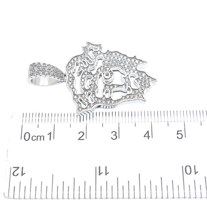 DESIGNS BY YAGI 925 Sterling Silver Round-Cut C Z Sparkle Jesus Charm Pendant