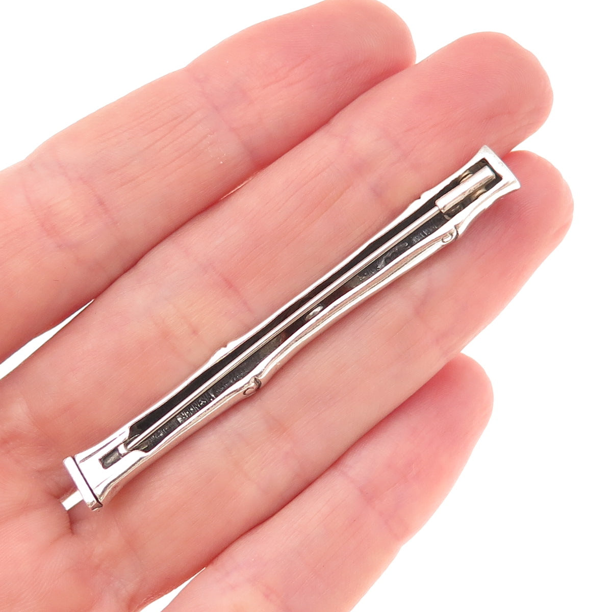 John Hardy 925 Sterling Silver Vintage Bamboo Bar Oxidized Pin Brooch