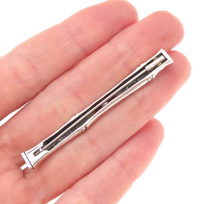 John Hardy 925 Sterling Silver Vintage Bamboo Bar Oxidized Pin Brooch