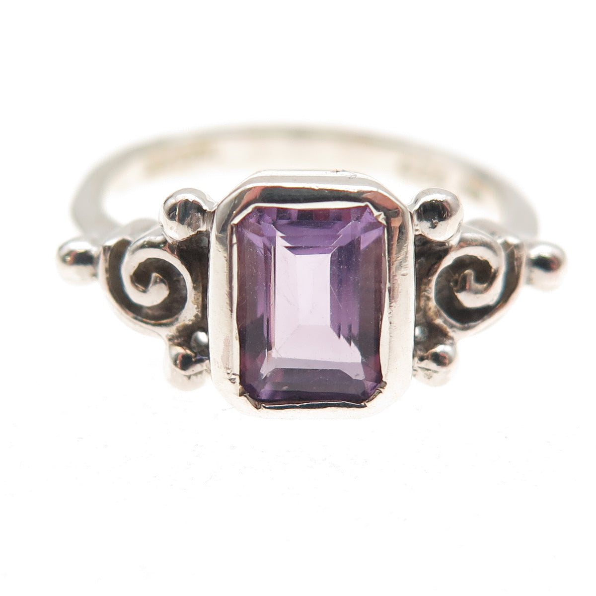 Mark Wasserman Samara Sterling Silver Vintage Real Amethyst Spiral Ring Size 7