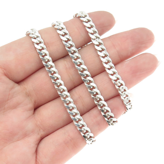 925 Sterling Silver Vintage Italy Cuban Chain Necklace 24"