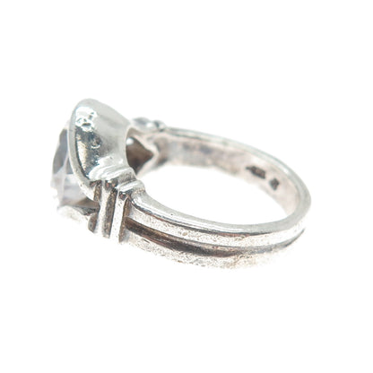 925 Sterling Silver Vintage Round-Cut Shaped C Z Oxidized Ring Size 5.25
