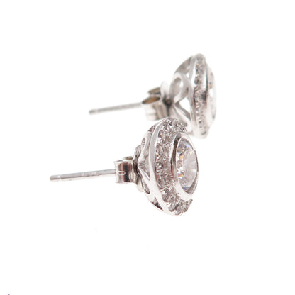 925 Sterling Silver Round-Cut C Z Stud Earrings