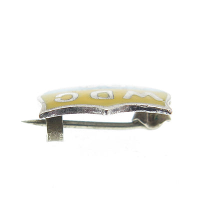 BASTIAN BROTHERS 925 Sterling Silver Antique Enamel 1909 WDC University Brooch