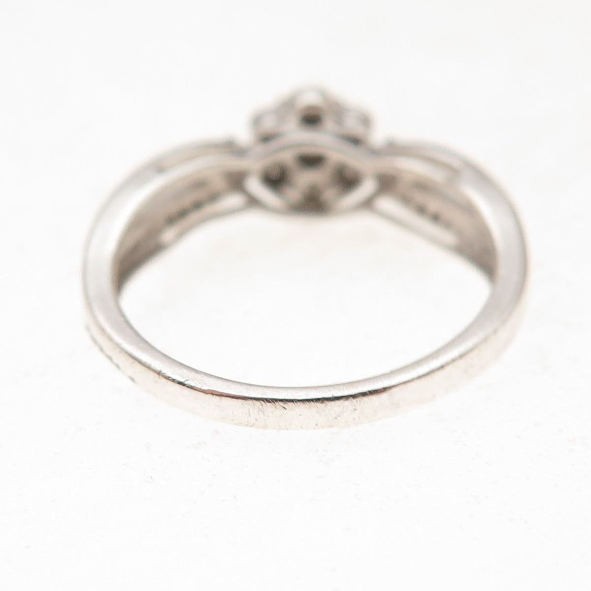 925 Sterling Silver Real Round-Cut Diamond Engagement Ring Size 7
