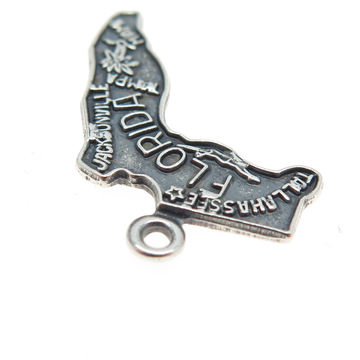 925 Sterling Silver Vintage Florida State Map Charm Pendant