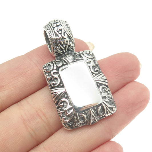 925 Sterling Silver Vintage Mexico Engravable Ornate Pendant