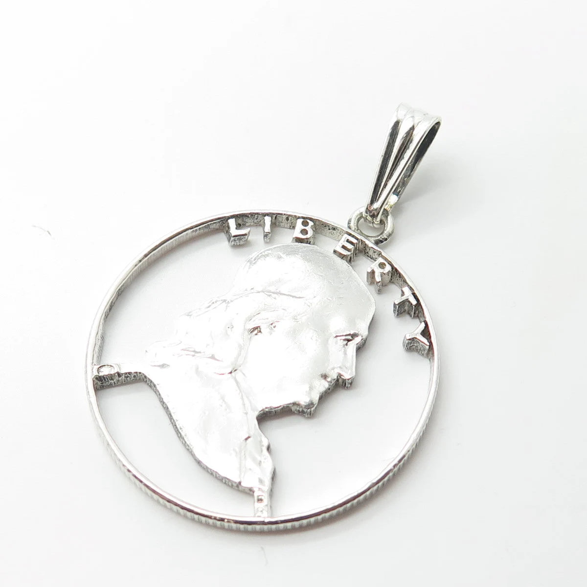 925 Sterling Silver Vintage "Liberty" Benjamin Franklin Coin Pendant