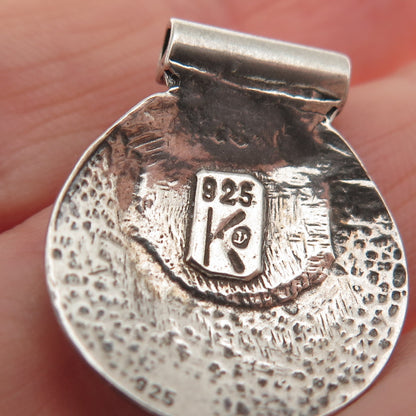 925 Sterling Silver Vintage Modernist Crescent Oxidized Slide Charm Pendant