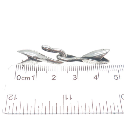 925 Sterling Silver Vintage Bracelet / Necklace Modernist Two-Piece Hook Lock