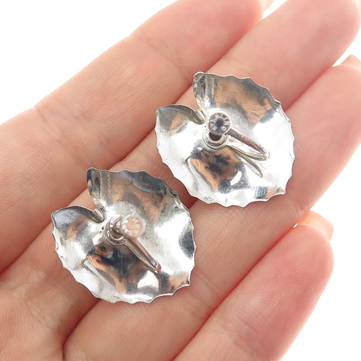 925 Sterling Silver Antique Art Deco Real Amethyst Floral Screw Back Earrings