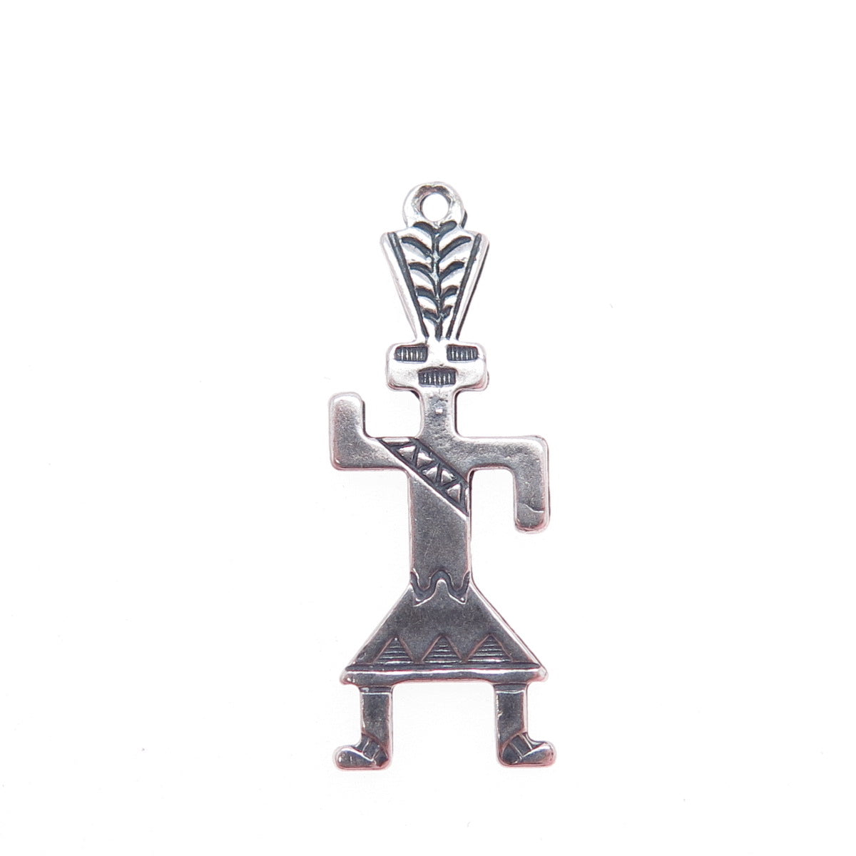 Old Pawn 925 Sterling Silver Vintage Kachina Doll Oxidized Tribal Charm Pendant