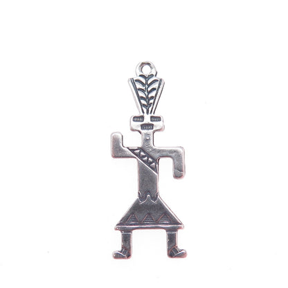 Old Pawn 925 Sterling Silver Vintage Kachina Doll Oxidized Tribal Charm Pendant