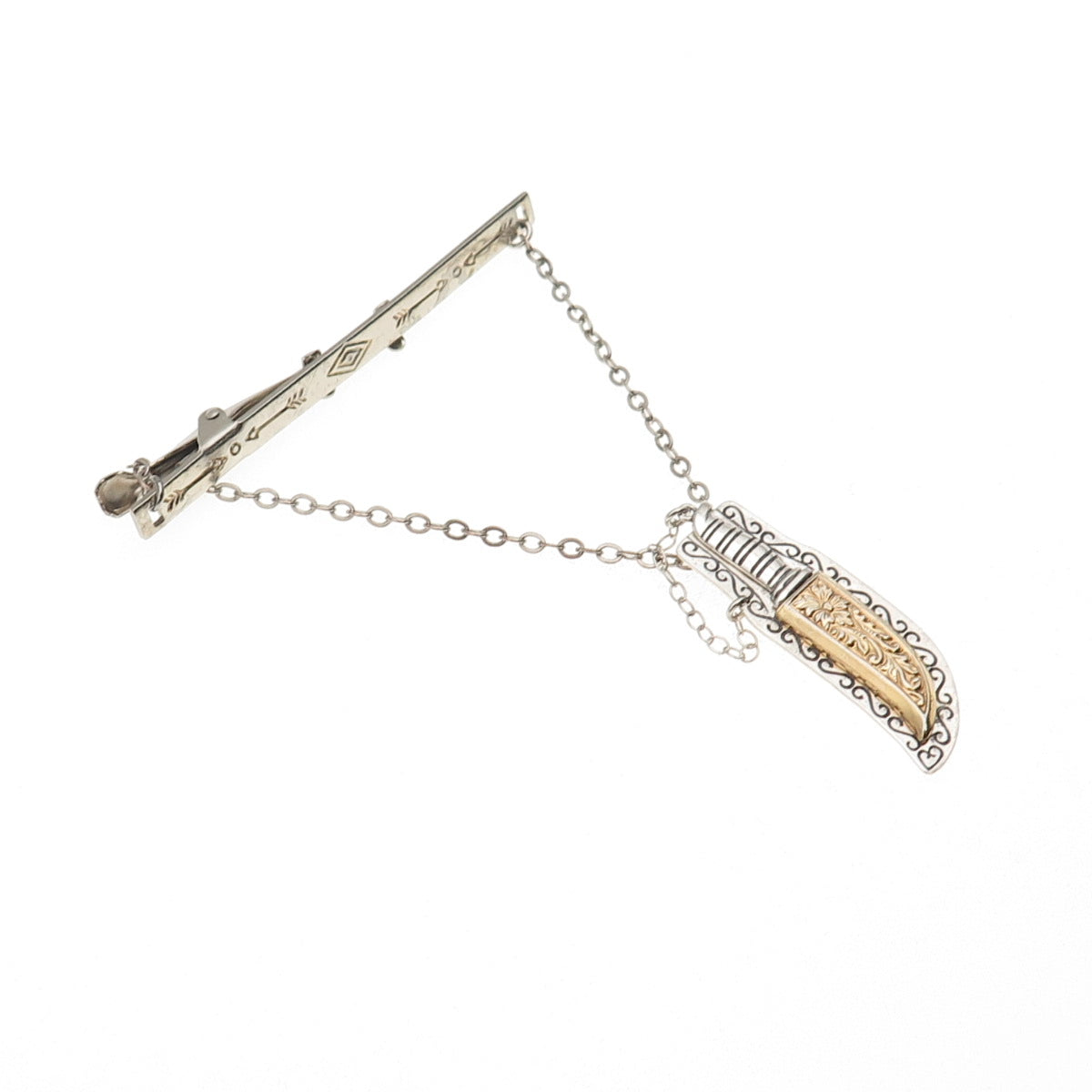 Old Pawn Sterling Silver 2-Tone Antique Southwestern Native Dagger Pin Brooch