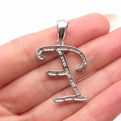 925 Sterling Silver REL Pave C Z Letter "E" Initial Pendant