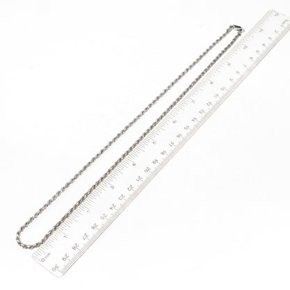 925 Sterling Silver Italy Twisted Rope Chain Necklace 22"