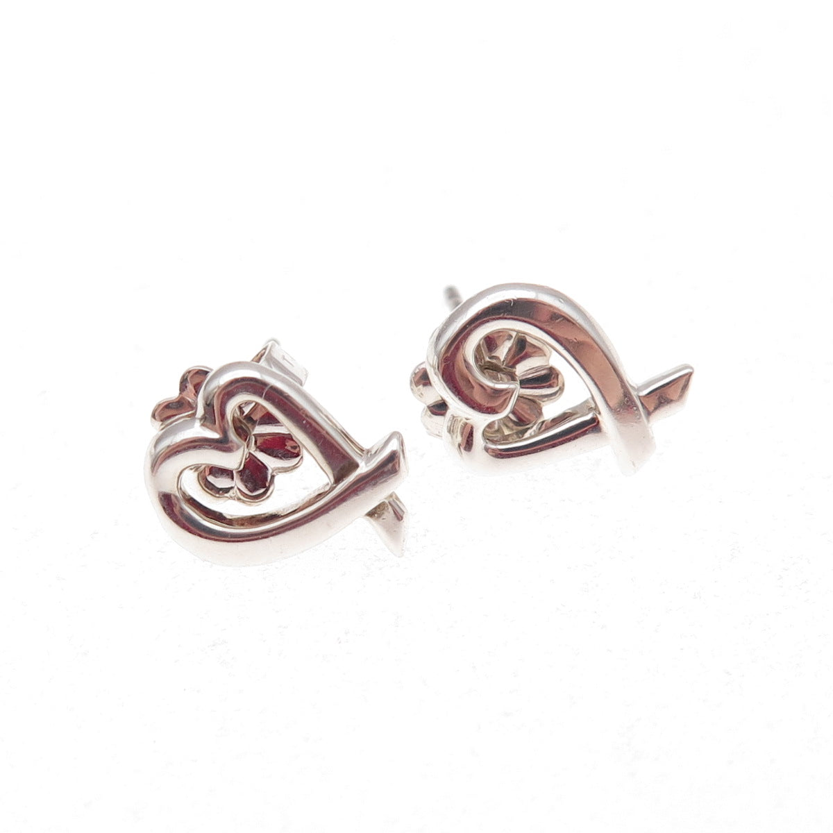 Tiffany & Co. Paloma Picasso 925 Sterling Silver Vintage Loving Heart Earrings