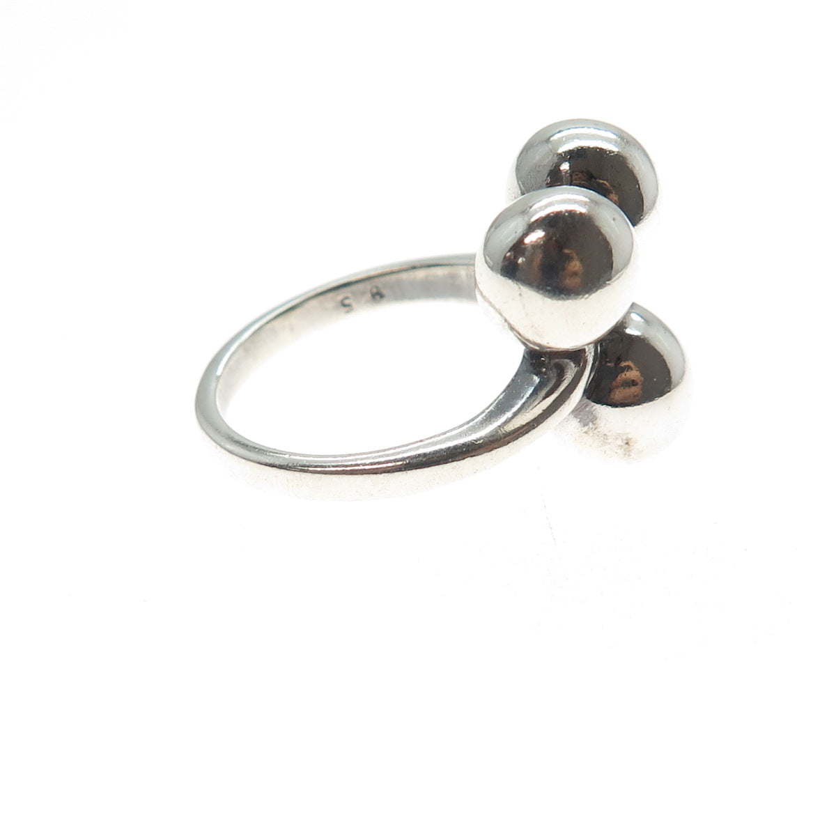 925 Sterling Silver Vintage Modernist Beaded Oxidized Ring Size 5.75