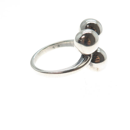 925 Sterling Silver Vintage Modernist Beaded Oxidized Ring Size 5.75