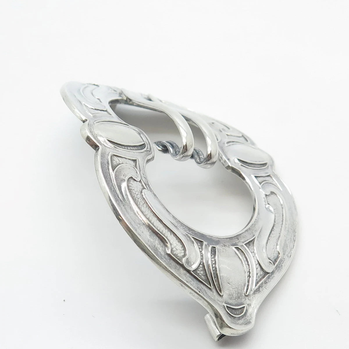 925 Sterling Silver Vintage Ornate Belt Buckle Pin Brooch