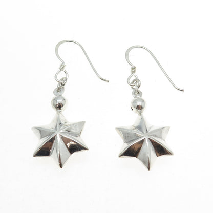 925 Sterling Silver Vintage 6-Pointed Army Star Earrings