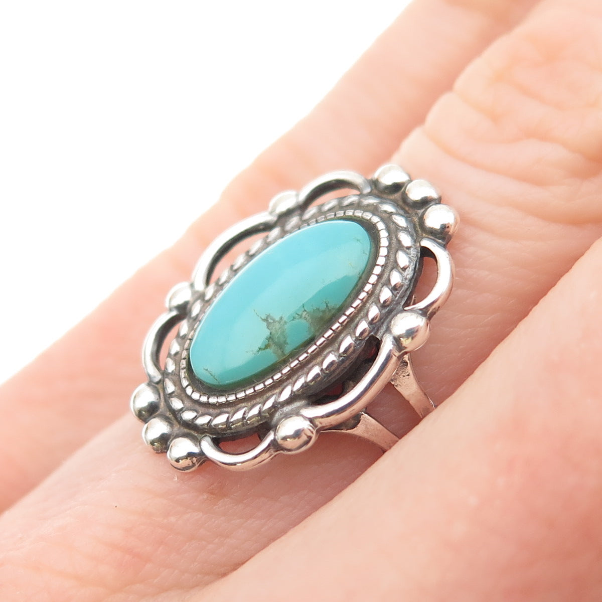 ESPO Joseph Esposito 925 Sterling Silver Vintage Real Turquoise Ring Size 6.25