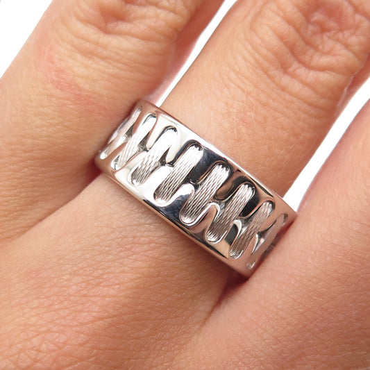 NEOS 925 Sterling Silver Textured Sewing Stitches Band Ring Size 8.75