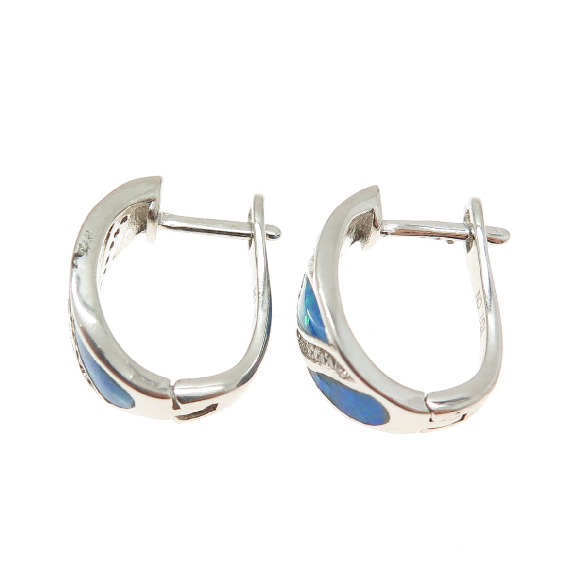 925 Sterling Silver Real Opal & Round-Cut C Z Earrings