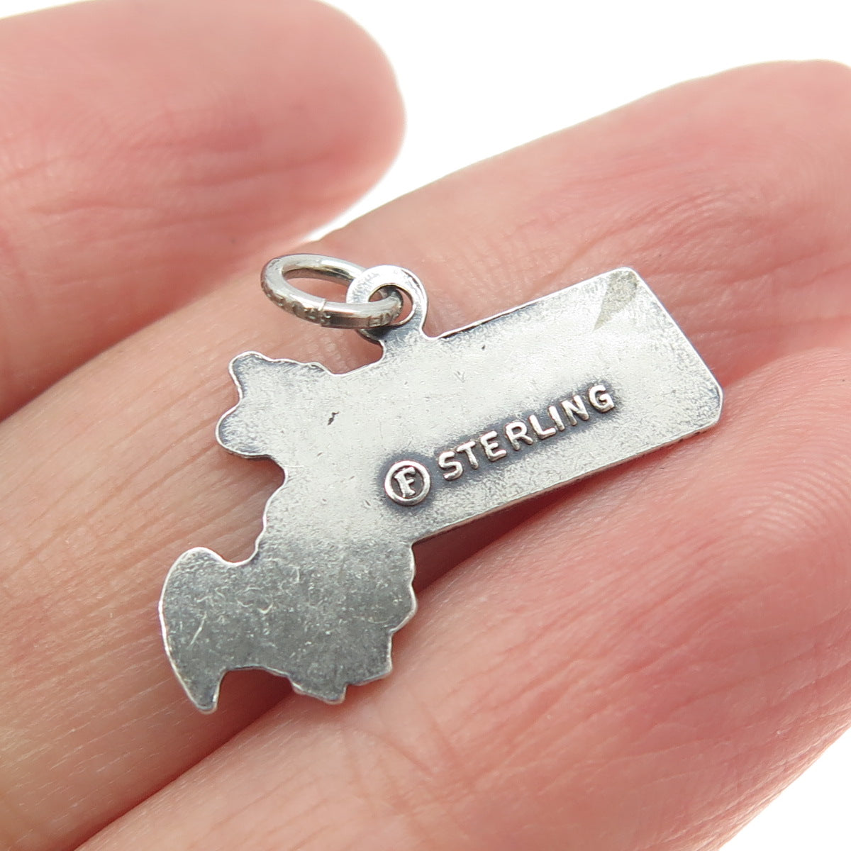 925 Sterling Silver Vintage "Massachusetts" State Map Charm Pendant