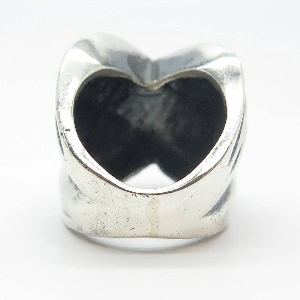 925 Sterling Silver Vintage Ribbed Crossover Ring Size 4.25