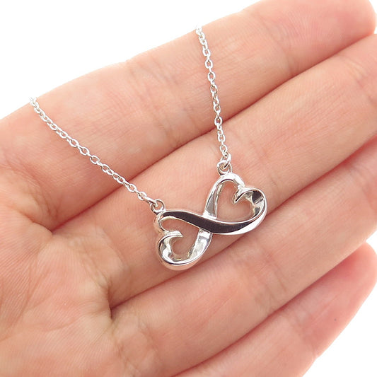 925 Sterling Silver Italy Open Heart Cable Chain Necklace 18"