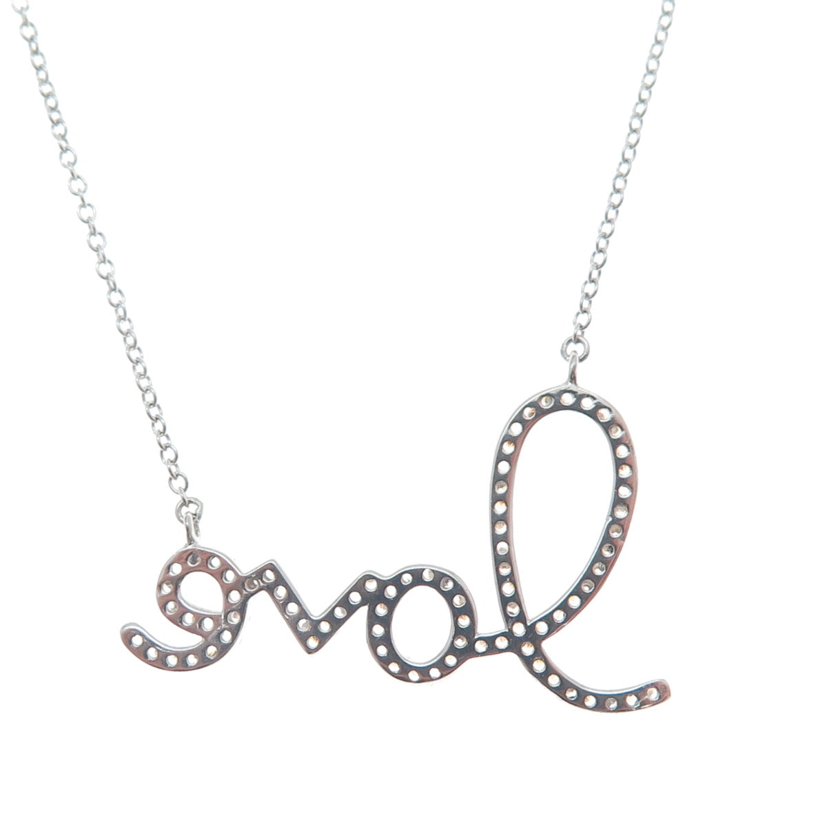 925 Sterling Silver Round-Cut Shaped C Z Love Cable Chain Necklace 18"