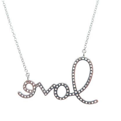 925 Sterling Silver Round-Cut Shaped C Z Love Cable Chain Necklace 18"
