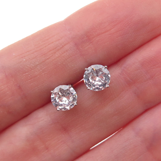 Dee Berkle 925 Sterling Silver Round-Cut C Z Stud Earrings