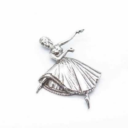 925 Sterling Silver Antique Lang Ballerina Dancer Girl Pin Brooch