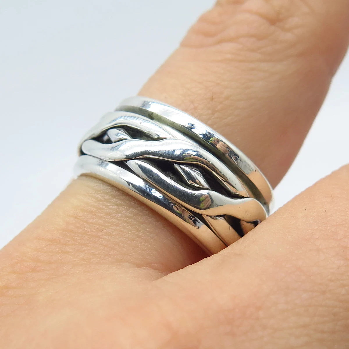 925 Sterling Silver Vintage Mexico Braided Celtic Band Ring Size 7.75