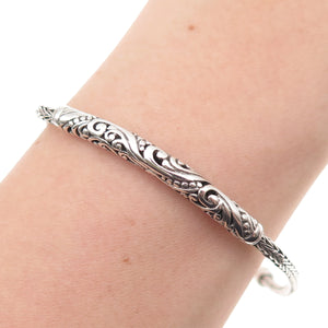 ATI Annika Witt 925 Sterling Silver Vintage Floral Bar Spiga Link Bracelet 7.25"