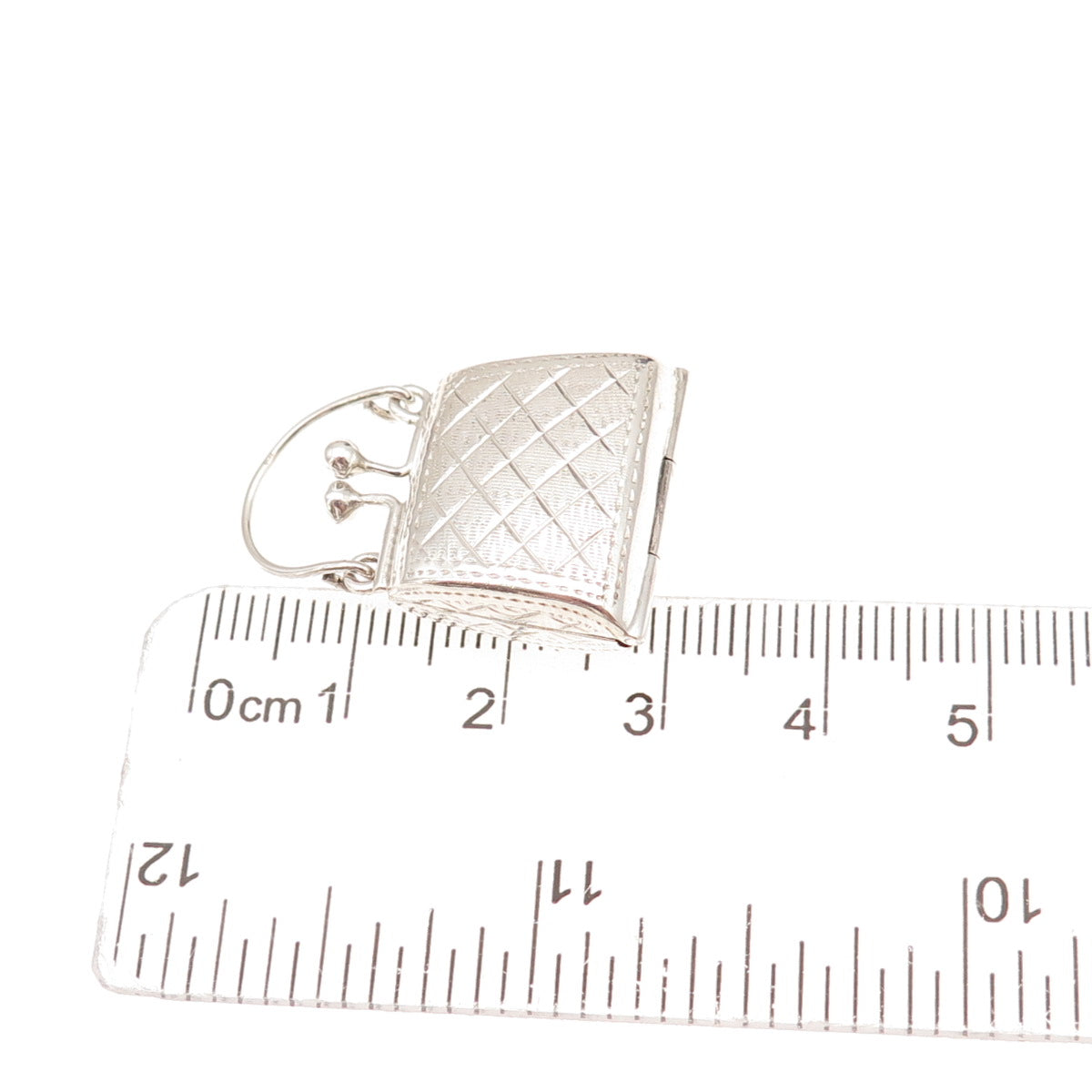 925 Sterling Silver Vintage Ladies Purse Oxidized Locket Box Charm Pendant