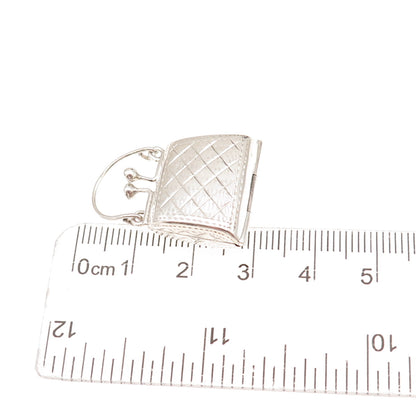 925 Sterling Silver Vintage Ladies Purse Oxidized Locket Box Charm Pendant