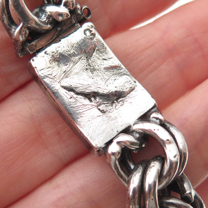 925 Sterling Silver Vintage Heavy 67.2g Bismark Link Oxidized Bracelet 7.5"