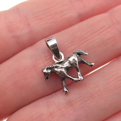 925 Sterling Silver Vintage Horse Oxidized Mini Charm Pendant