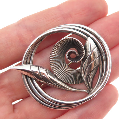 Danecraft 925 Sterling Silver Vintage Floral Oxidized Pin Brooch